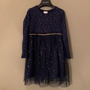 Hanna Andersson shimmer dress in soft tulle - navy size 100cm (US 4)